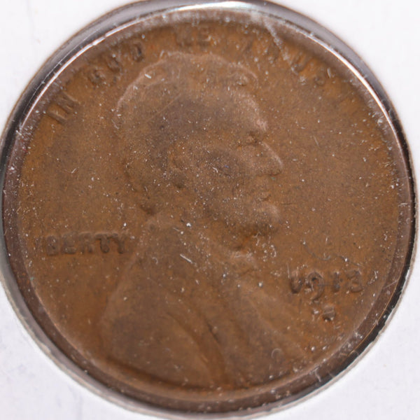 1913-S Lincoln Wheat Cent, Fine Circulated Coin, Store #CT0189