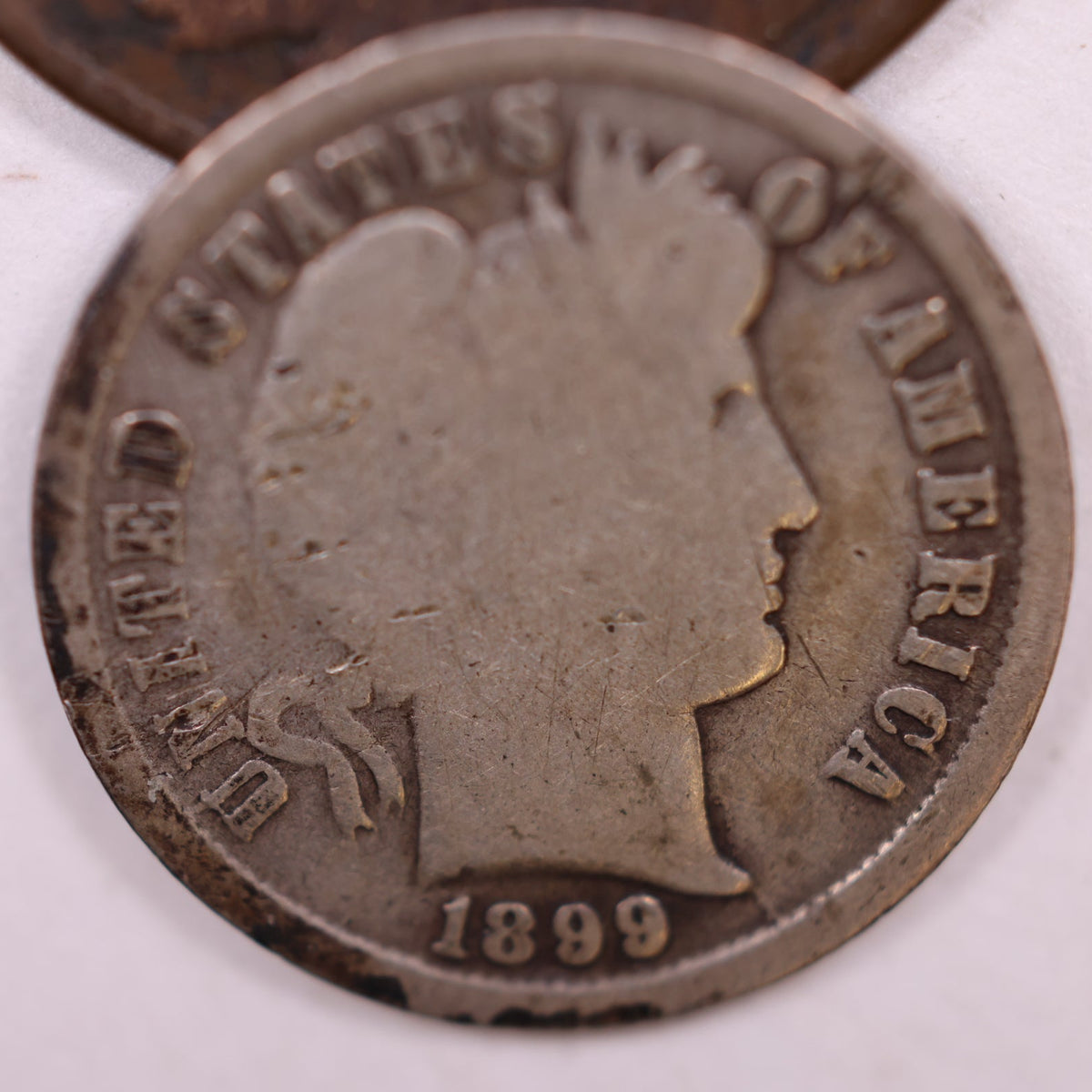 1899 Barber Silver Dime, Fine Circulated Coin, Store #DE050.