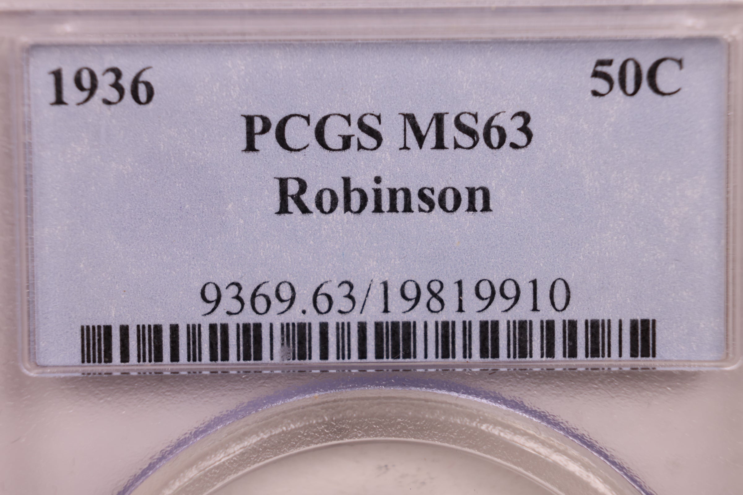 1936 Robinson Silver Half Dollar Commemorative., PCGS MS63., Store #GEC0045.