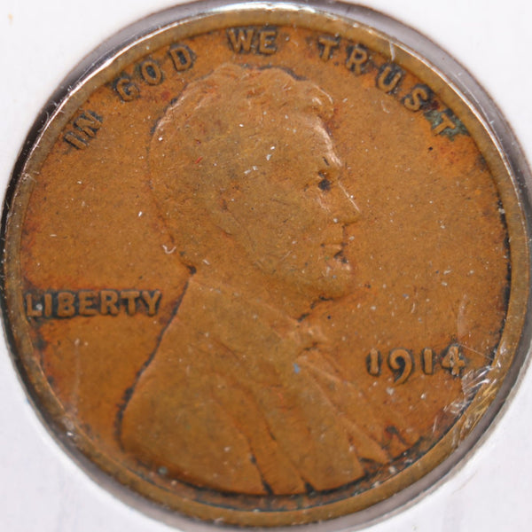 1914 Lincoln Wheat Cent, Very Fine+ Circulated Coin, Store #CT0195