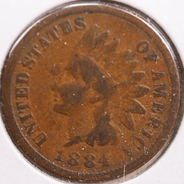 1884 Indian Head Cent, Very Good Circulated Coin, Store #CT0827