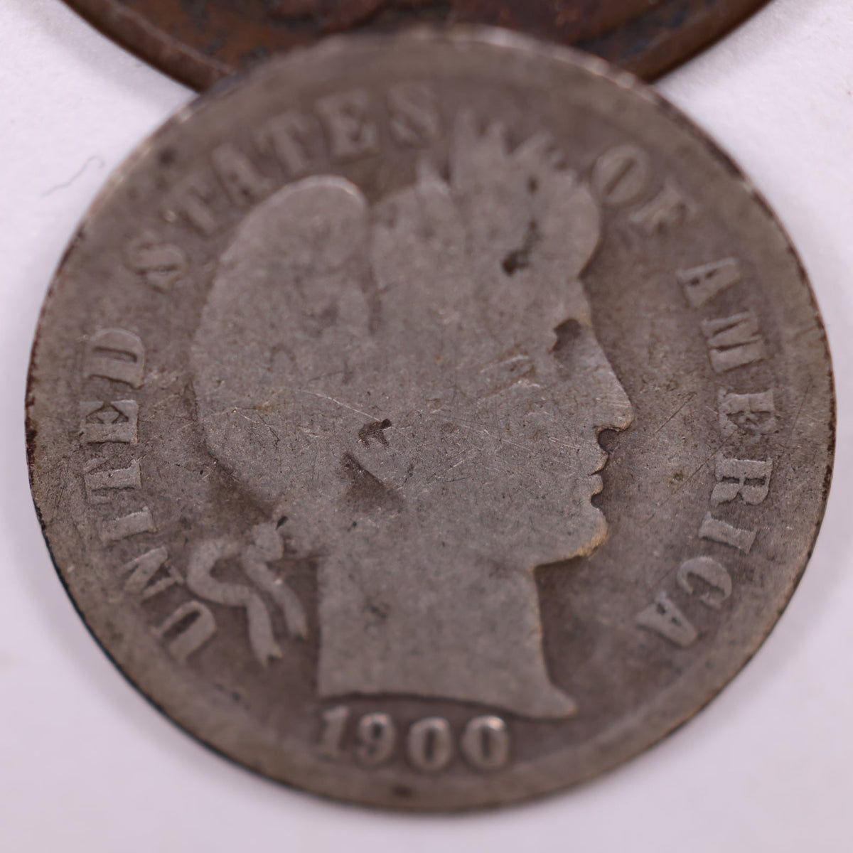 1900-S Barber Silver Dime, Good Circulated Coin, Store #DE055.