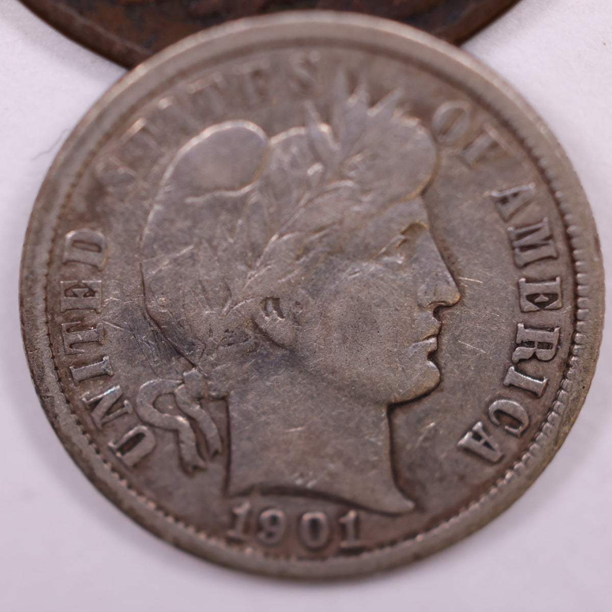 1901 Barber Silver Dime, Very FIne Circulated Coin, Store #DE056.