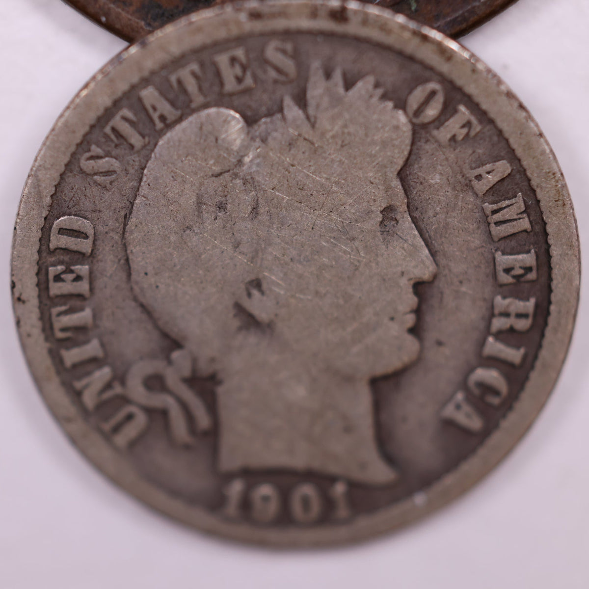 1901-O Barber Silver Dime, Good Circulated Coin, Store #DE057.