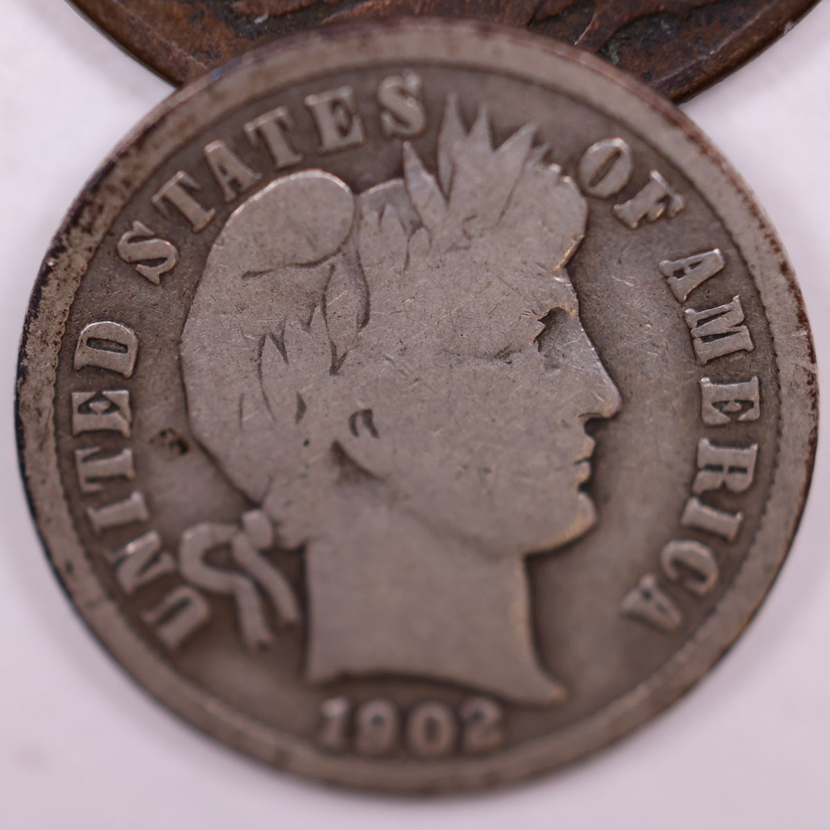 1902 Barber Silver Dime, Very Good Circulated Coin, Store #DE059.