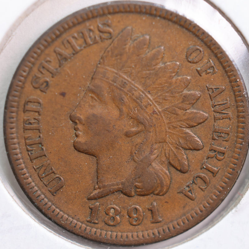 1891 Indian Head Cent, About Uncirculated Coin, Store