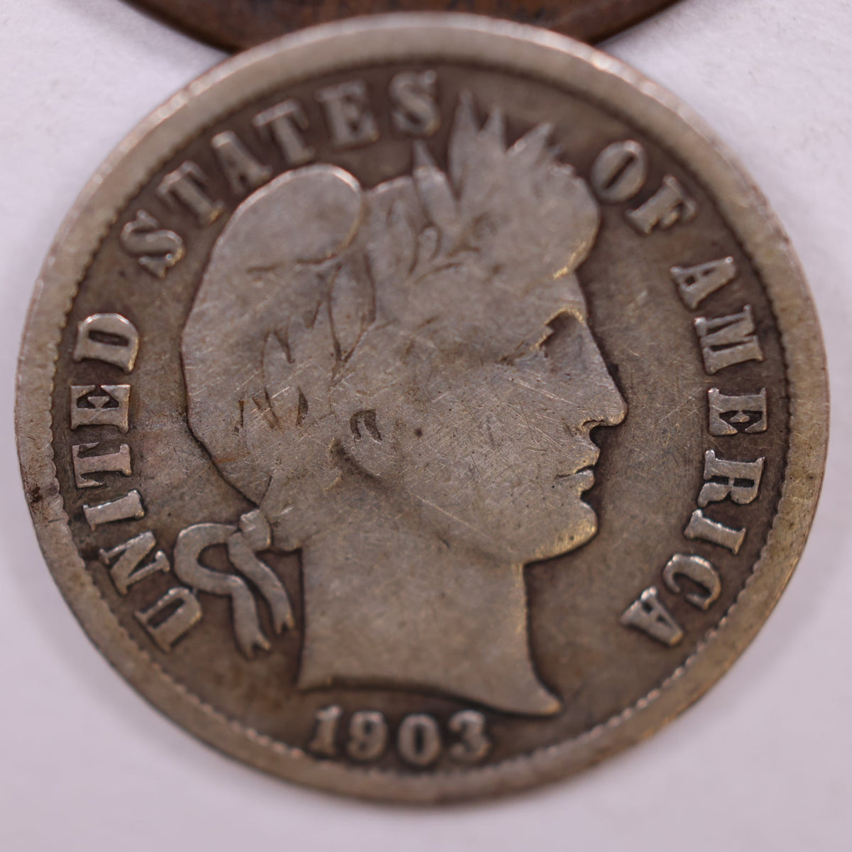 1903 Barber Silver Dime, Very Good Circulated Coin, Store #DE062.
