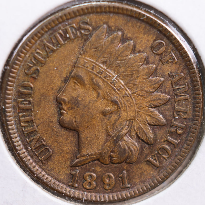 1891 Indian Head Cent, Extra Fine+ Circulated Coin, details, Store