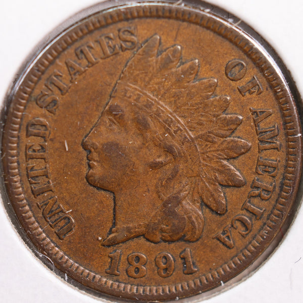 1891 Indian Head Cent, Extra Fine+ Circulated Coin, Store #CT0836