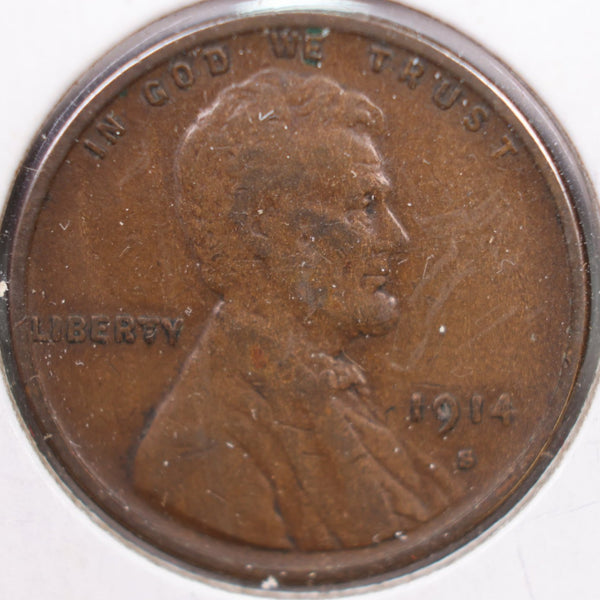 1914-S Lincoln Wheat Cent, Very Fine Circulated Coin, Store #CT0206
