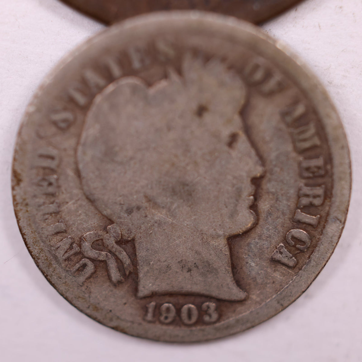 1903-S Barber Silver Dime, Good Circulated Coin, Store #DE064.