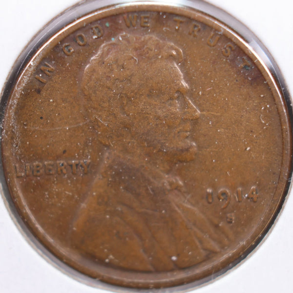 1914-S Lincoln Wheat Cent, Very Fine Circulated Coin, Store #CT0207