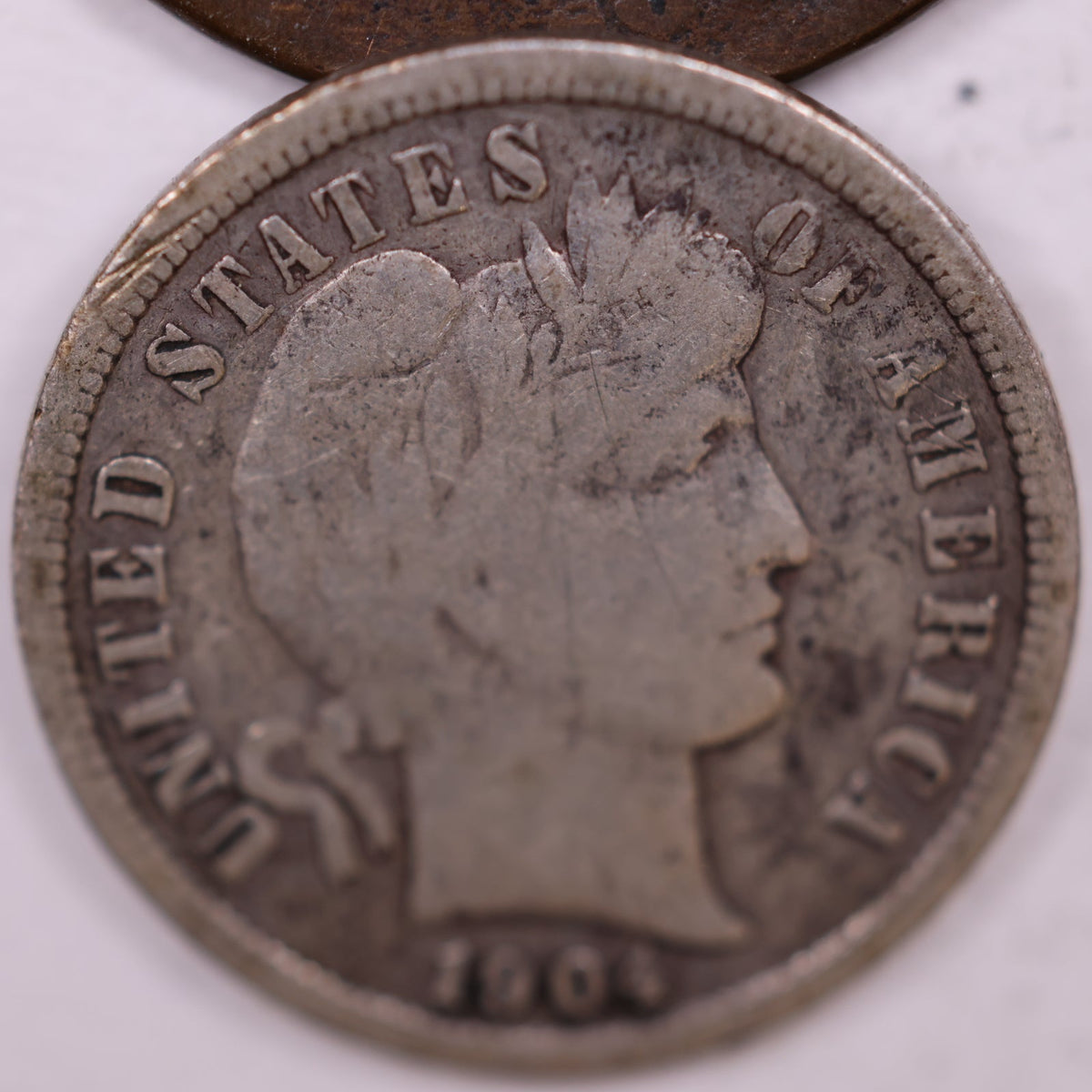 1904-S Barber Silver Dime, Fine Circulated Coin, Store #DE066.