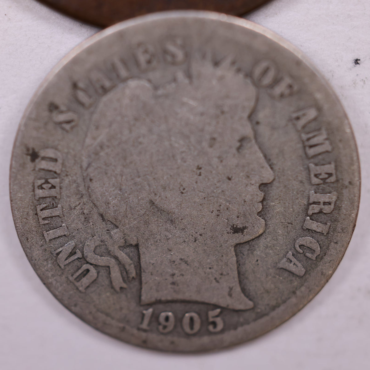 1905-O Barber Silver Dime, About Good Circulated Coin, Store #DE068.