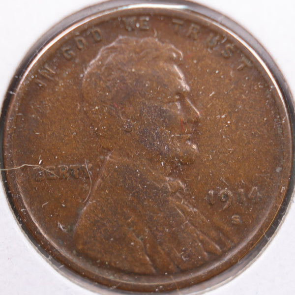 1914-S Lincoln Wheat Cent, Very Fine Circulated Coin, Store #CT0211