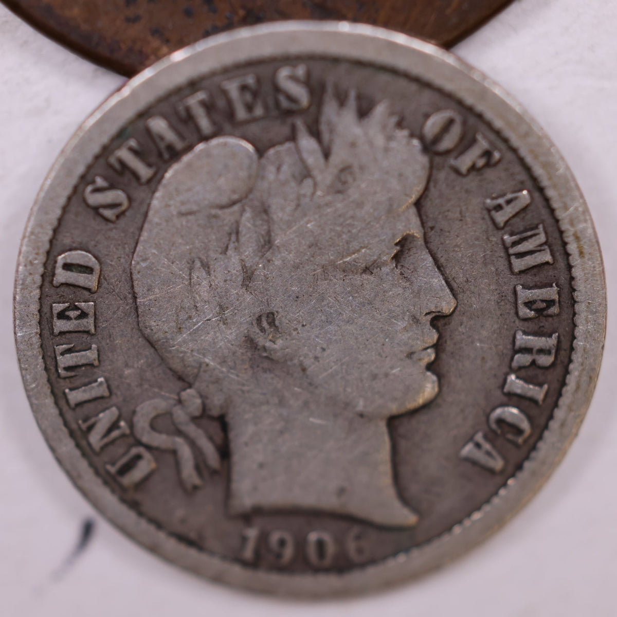1906-S Barber Silver Dime, Very Good Plus, Circulated Coin, Store #DE073.
