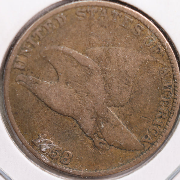 1858 Flying Eagle Cent, Very Good Circulated Coin, Store #CT0848