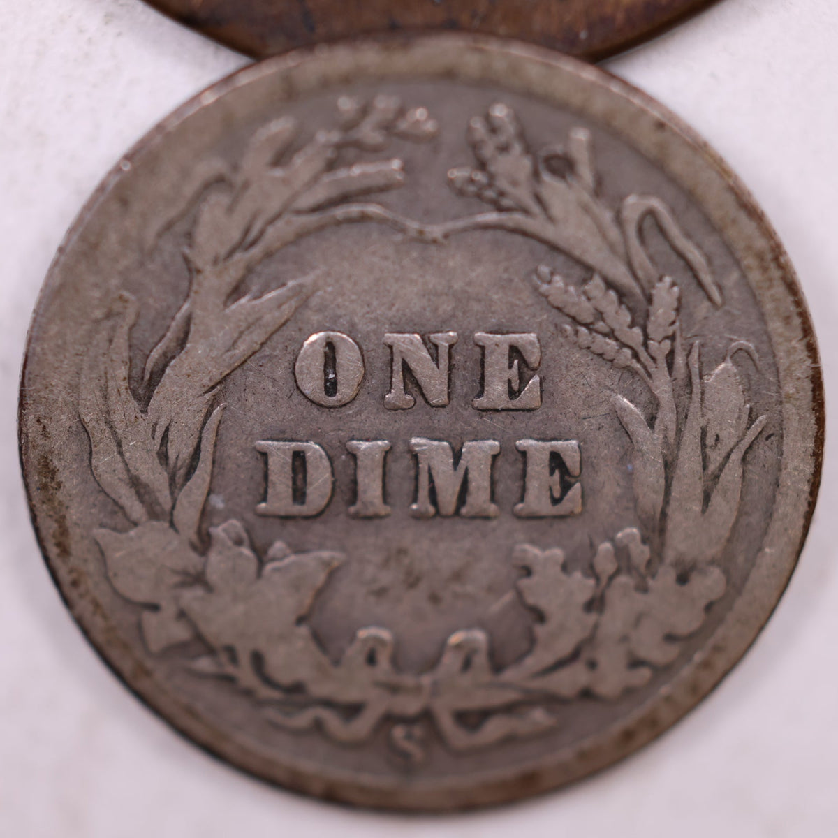 1908-S Barber Silver Dime, Very Good Plus Circulated Coin, Store #DE081.