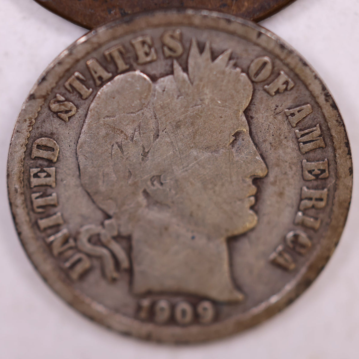 1909-D Barber Silver Dime, Very Good Plus Circulated Coin, Store #DE083.