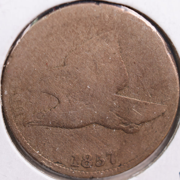 1857 Flying Eagle Cent, About Good Circulated Coin, Store #CT0856