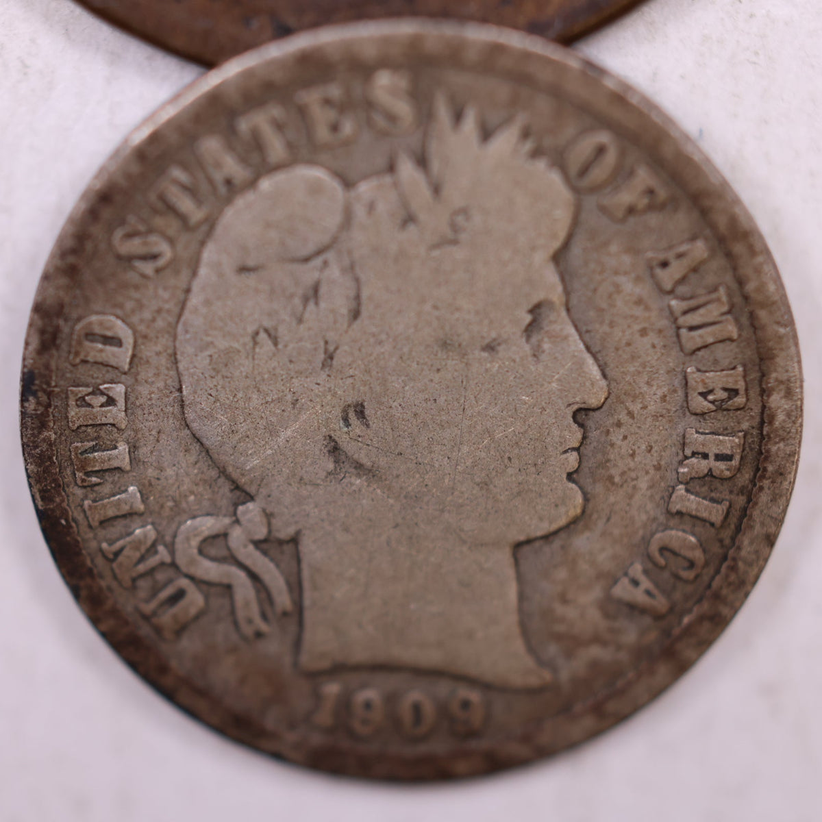 1909-S Barber Silver Dime, Very Good Circulated Collectible Coin, Store #DE085.
