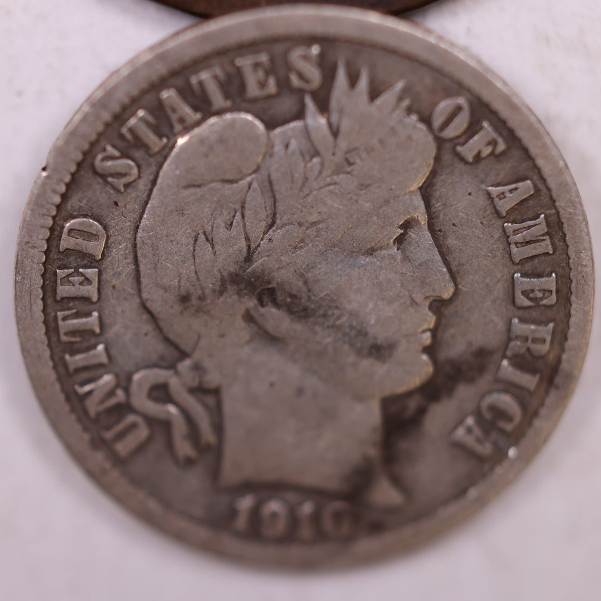 1910-D Barber Silver Dime, Fine Circulated Collectible Coin, Store #DE087.