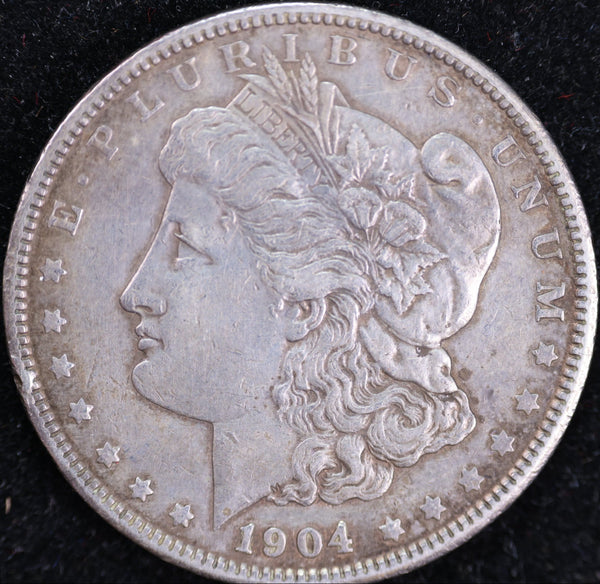 1904 Morgan Silver Dollar, Extra Fine Circulated Coin, Store #DR0435