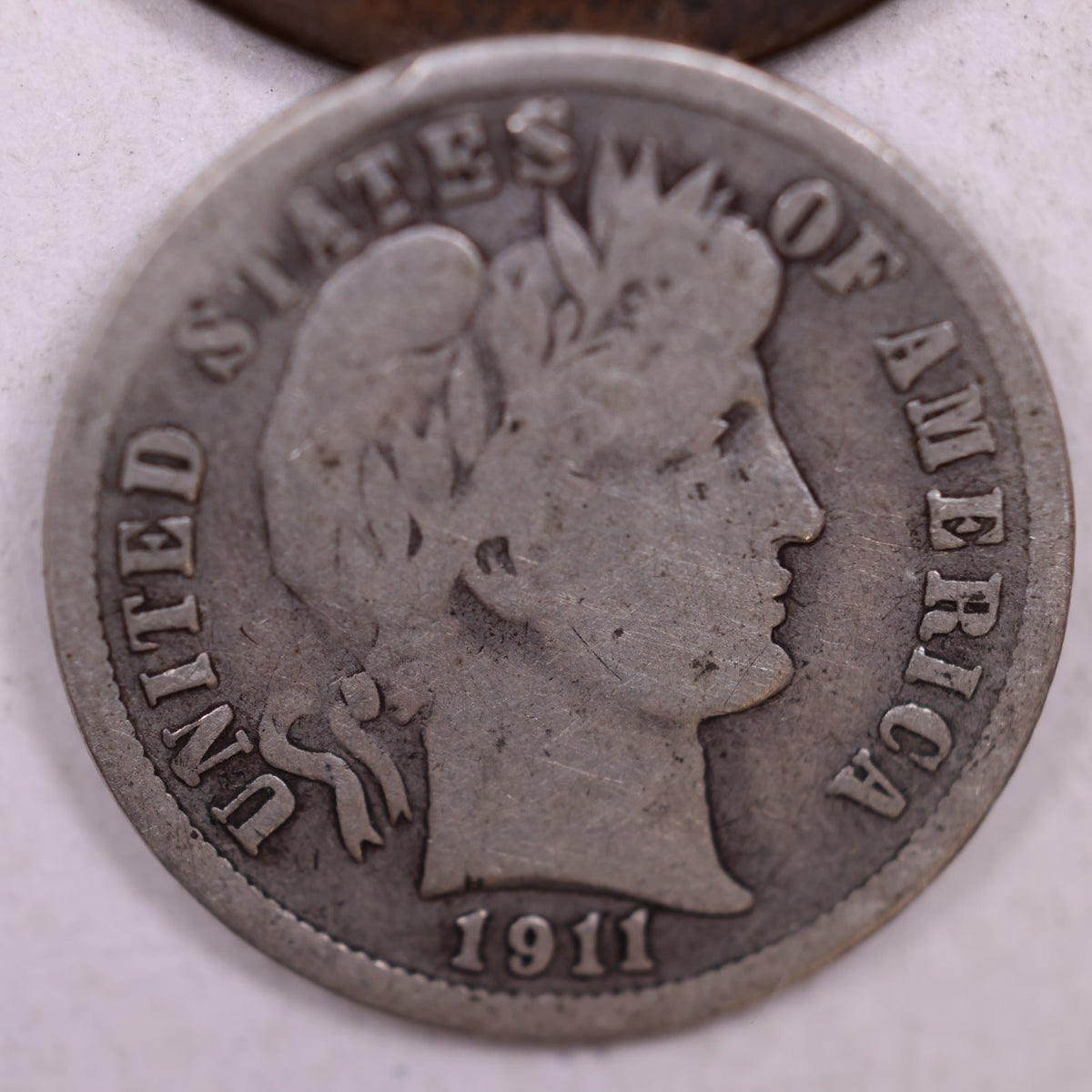 1911-S Barber Silver Dime, Very Good Circulated Collectible Coin, Store #DE091.