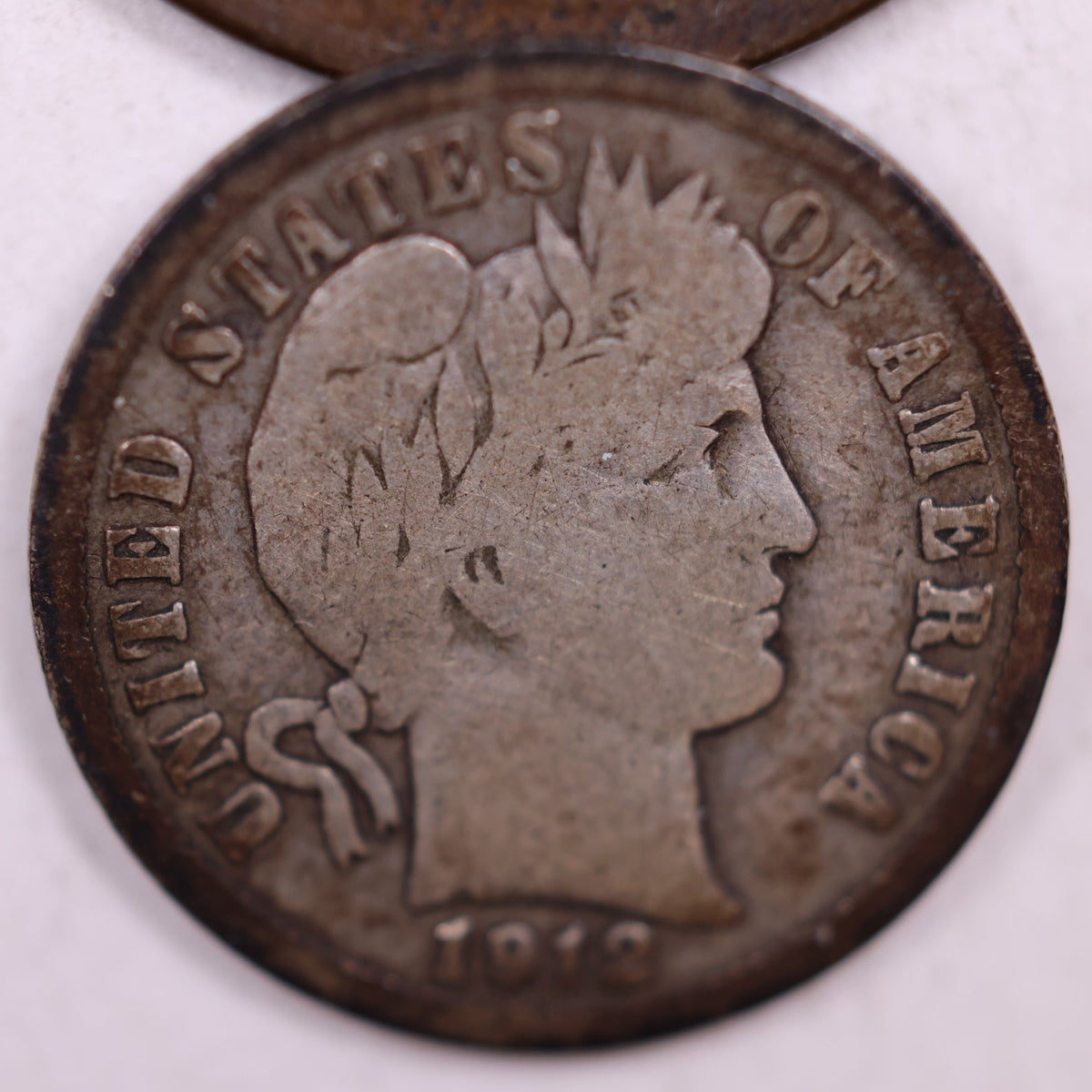 1912 Barber Silver Dime, Very Good Circulated Collectible Coin, Store #DE092.