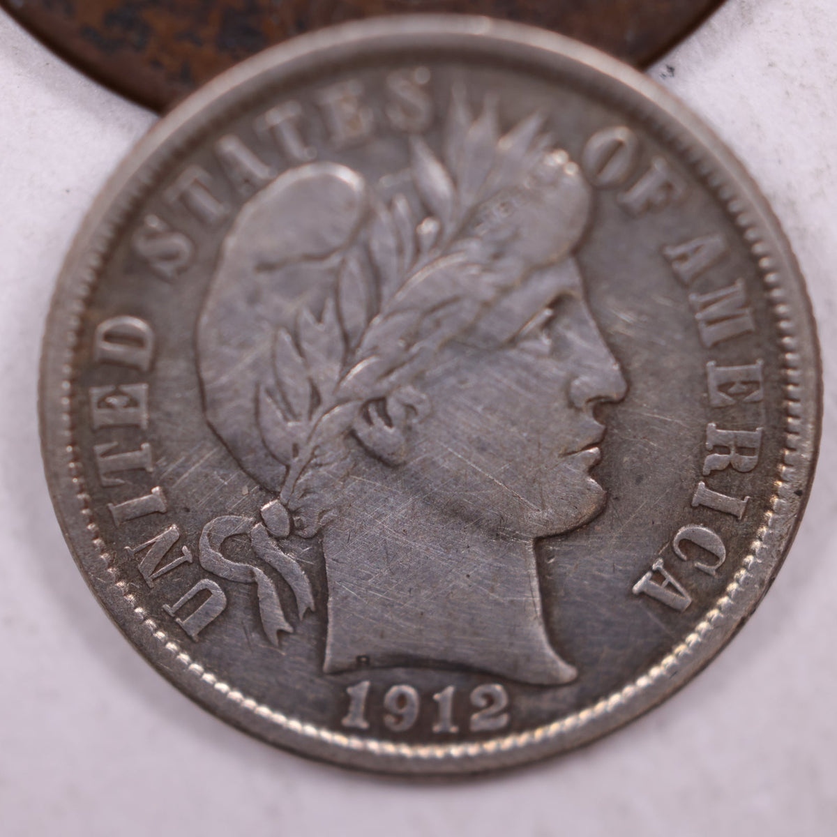 1912-S Barber Silver Dime, Very Fine Circulated Collectible Coin, Store #DE094.