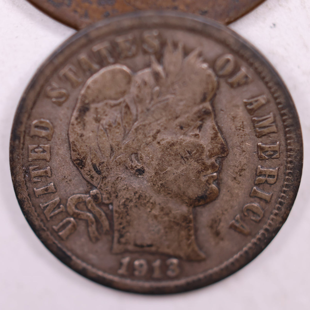1913 Barber Silver Dime, Fine Circulated Collectible Coin, Store #DE095.