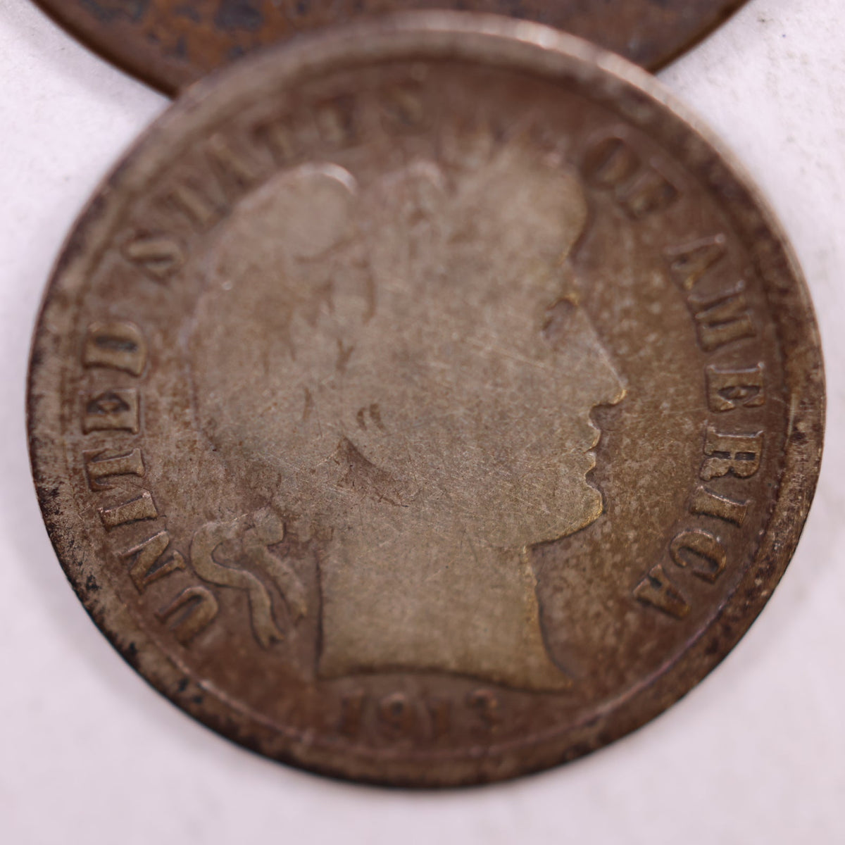 1913-S Barber Silver Dime, Good Circulated Collectible Coin, Store #DE096.