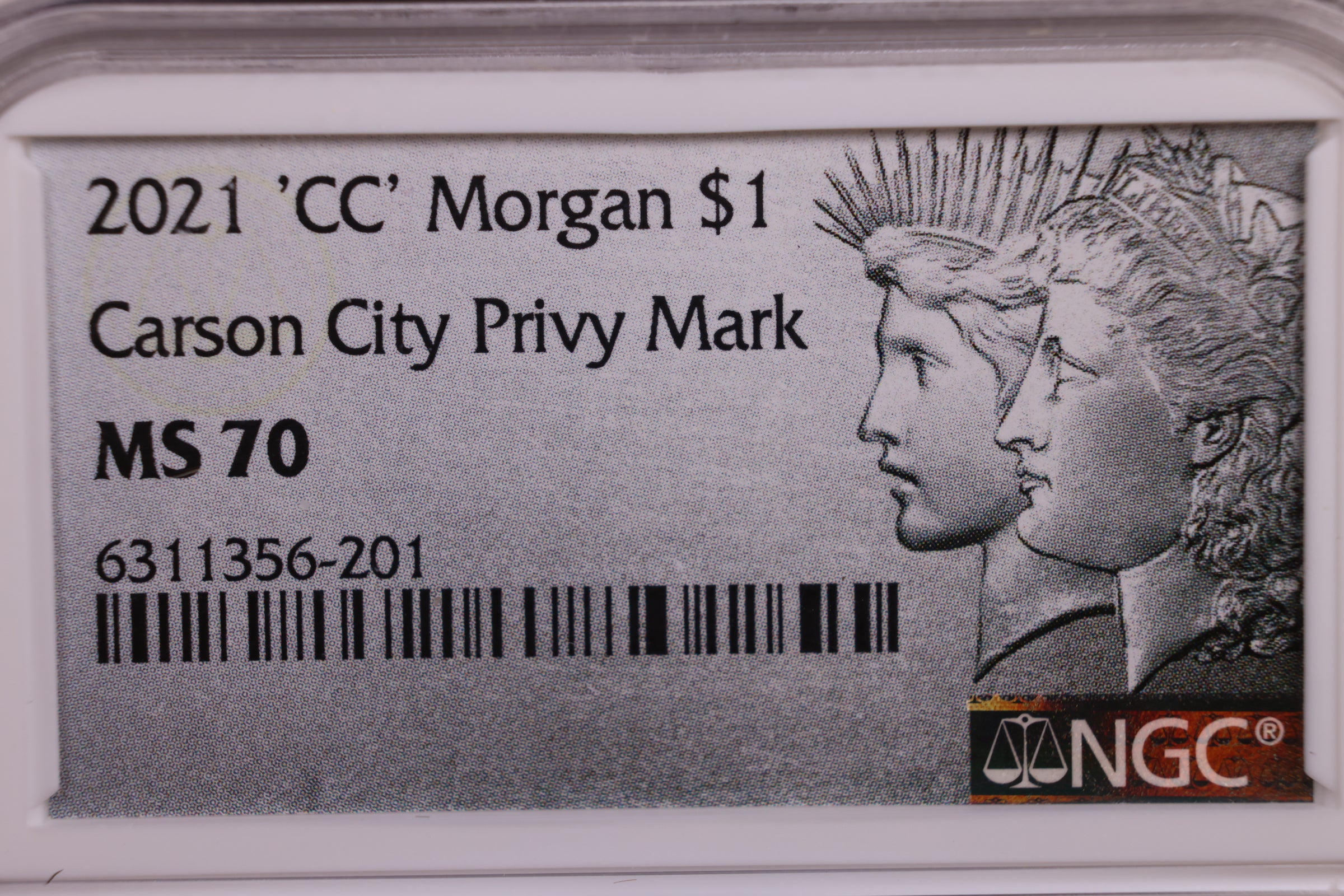 2021-CC Morgan Dollar 100th Anniversary, "CC" Privy, NGC MS 70, Store #GMC207