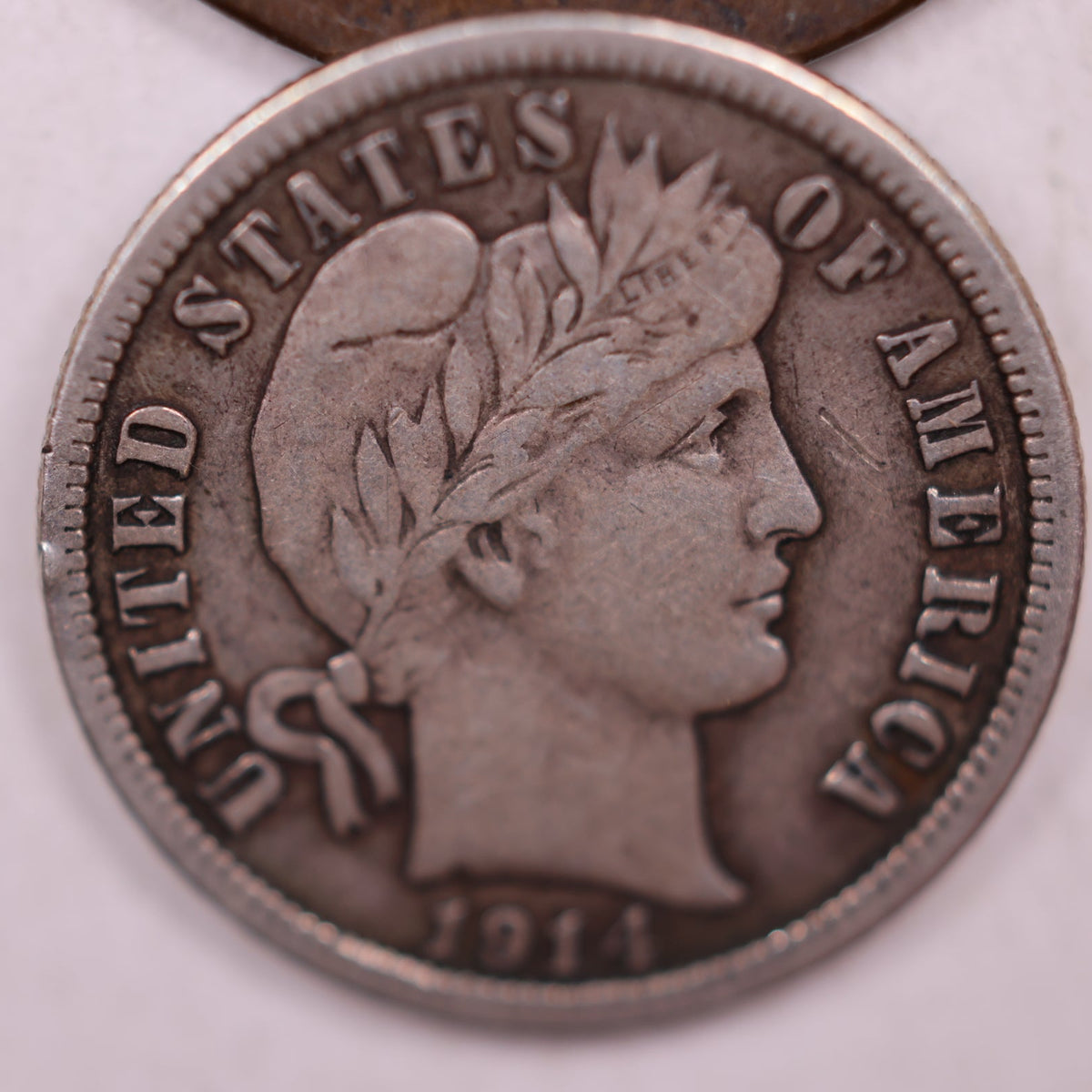 1914 Barber Silver Dime, Very Fine Circulated Collectible Coin, Store #DE097.