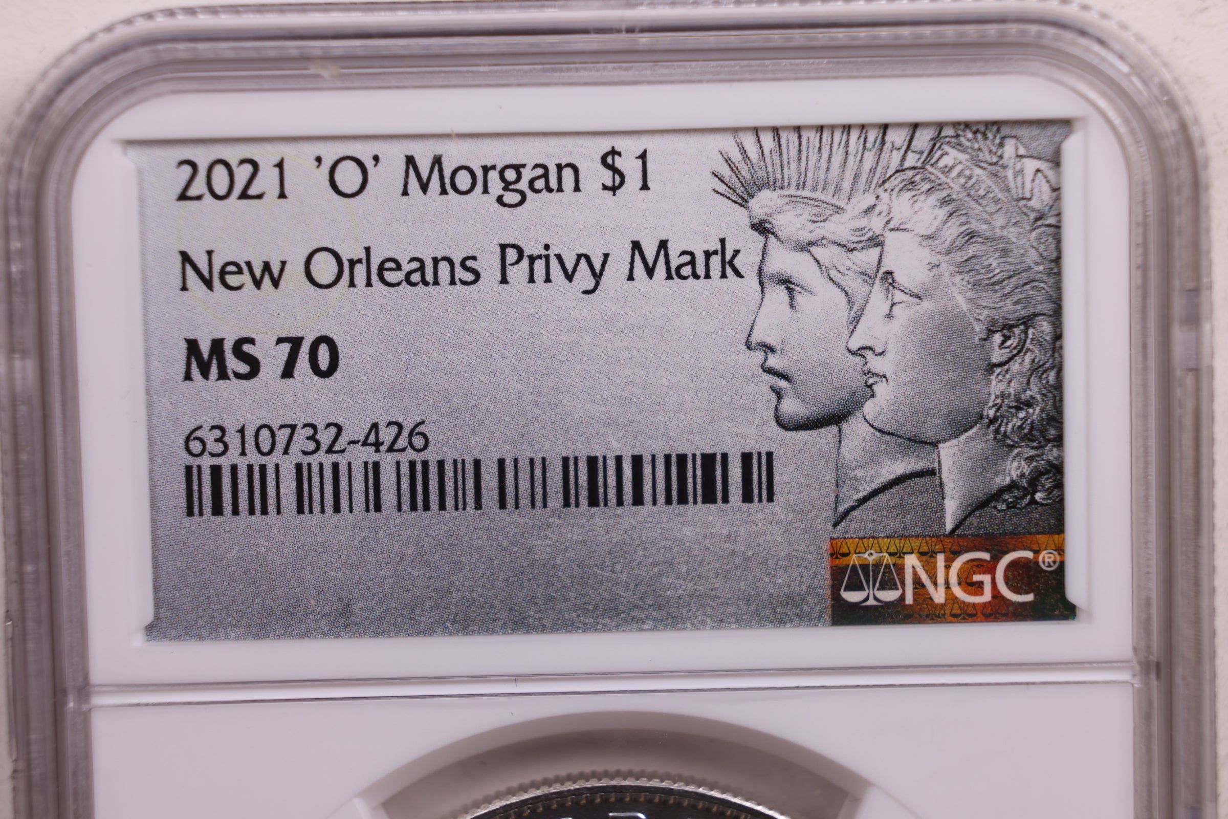 2021-O Morgan Dollar 100th Anniversary, O Privy, NGC MS-70, Store #GMC208