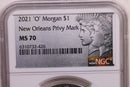 2021-O Morgan Silver Commemorative, "O" Privy, NGC MS-70, Store