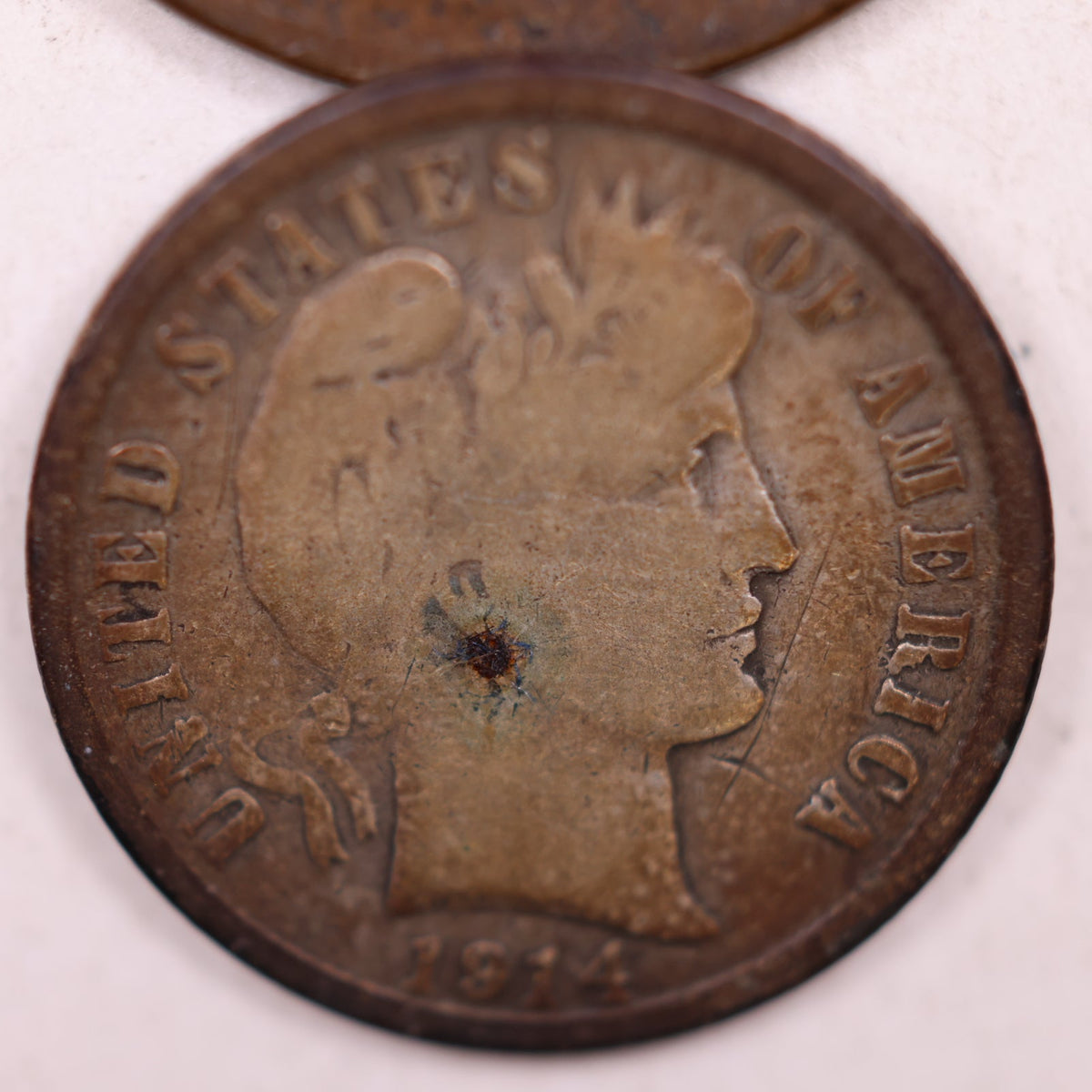 1914-S Barber Silver Dime, Fine Circulated Collectible Coin, Store #DE099.