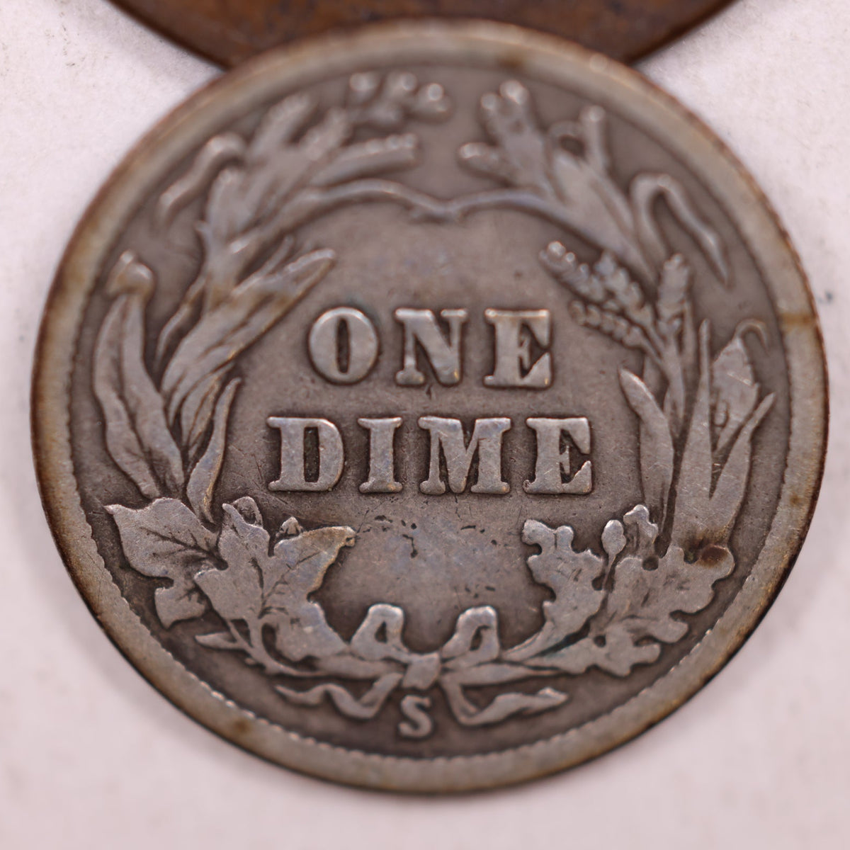 1914-S Barber Silver Dime, Fine Circulated Collectible Coin, Store #DE099.