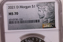 2021-D Morgan Silver Commemorative, "D" Privy, NGC MS-70, Store