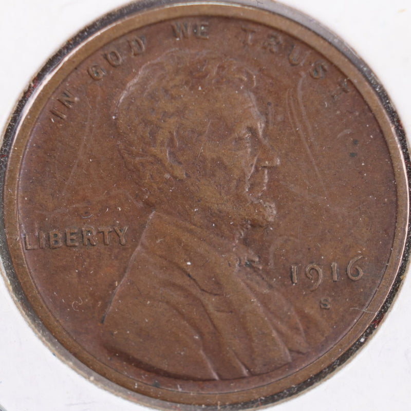 1916-S Lincoln Wheat Cent, Extra Fine Circulated Coin, Store