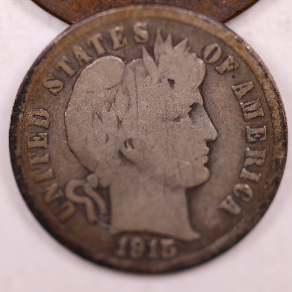1915-S Barber Silver Dime, Very Good Circulated Collectible Coin, Store #DE101.