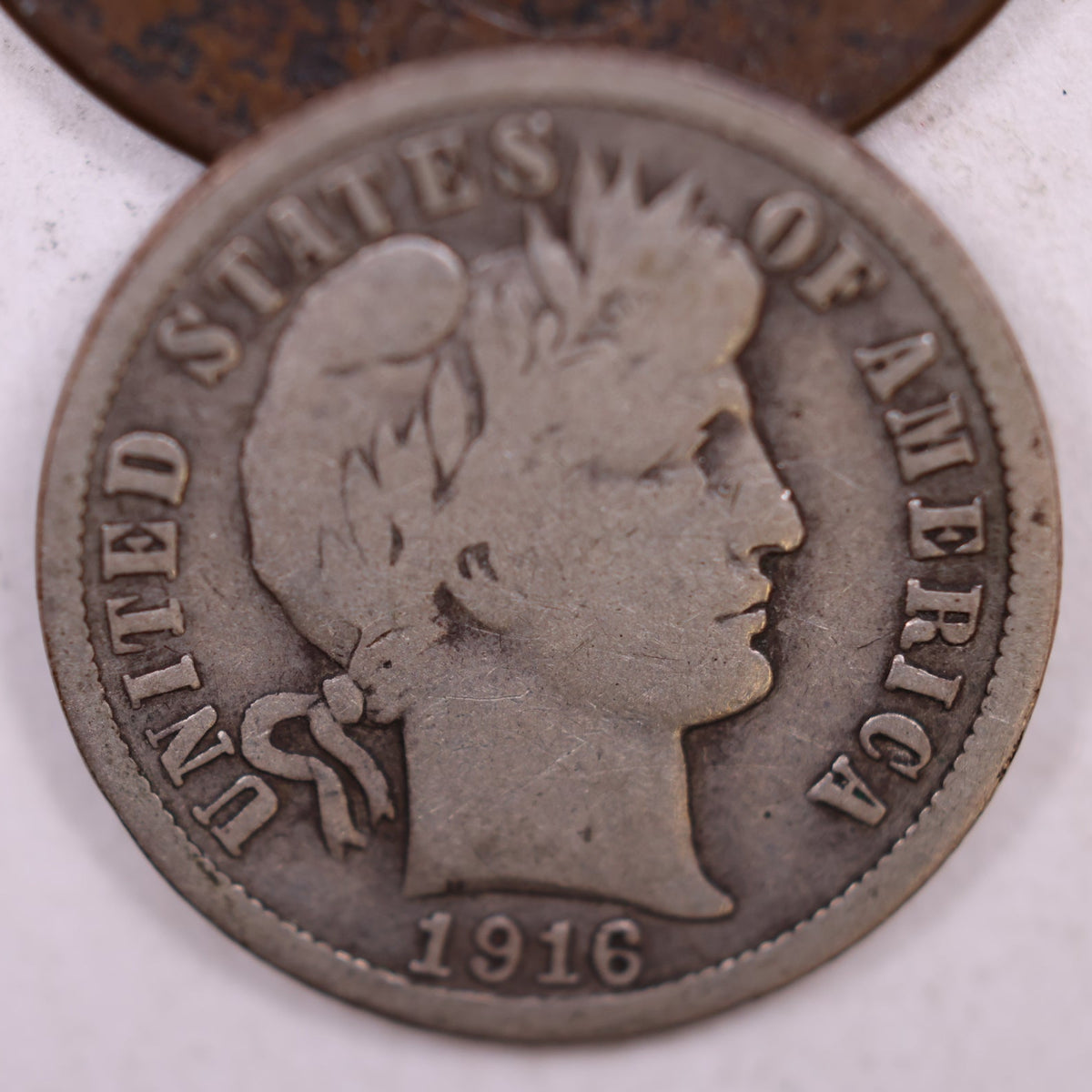 1916-S Barber Silver Dime, Fine Circulated Collectible Coin, Store #DE103.