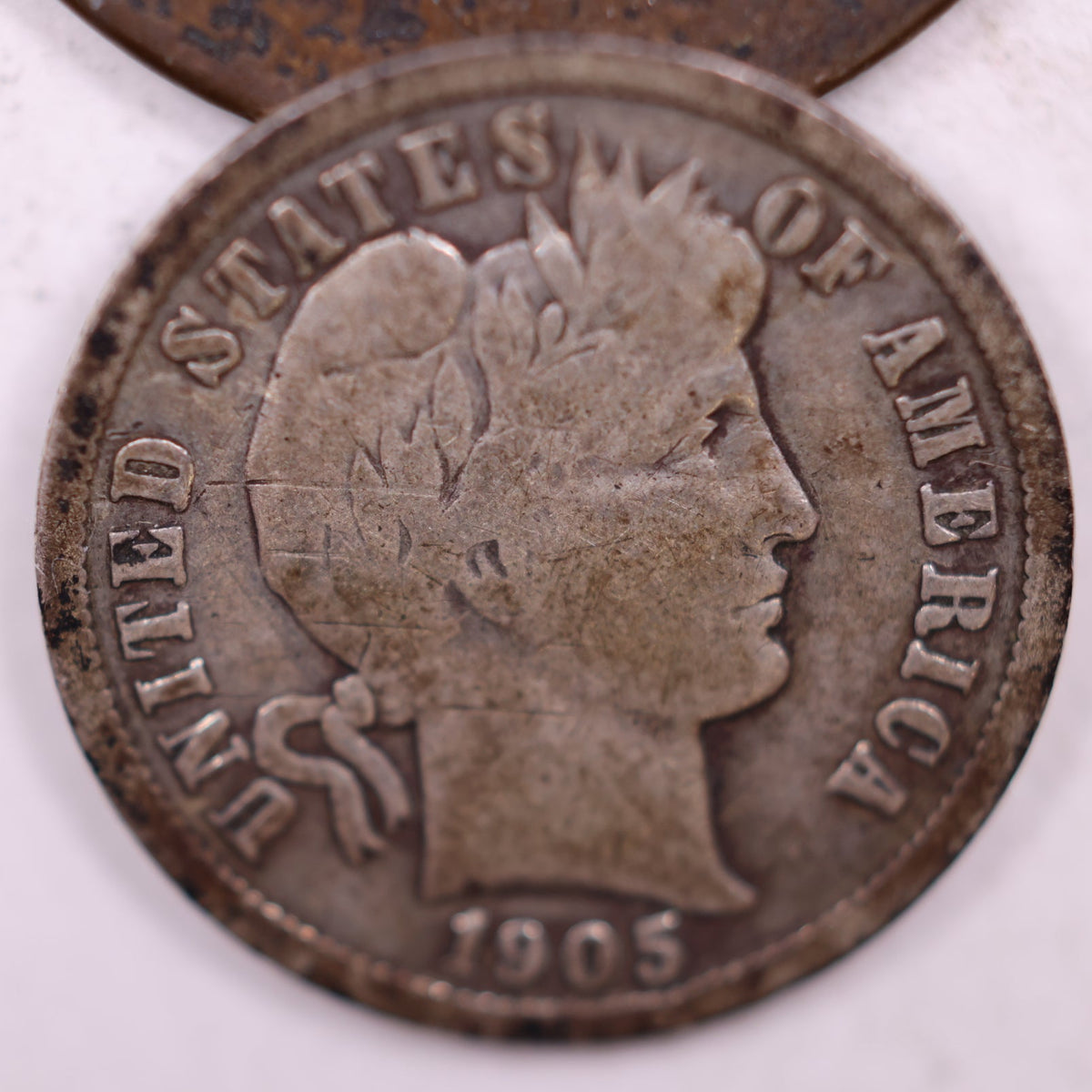 1905-O Barber Silver Dime, Micro 'O', V.G +, Circulated Coin, Store #DE104.