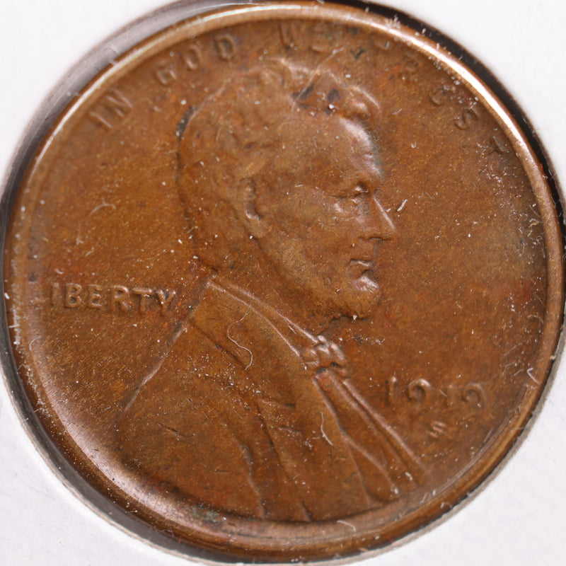 1919-S Lincoln Cent, Extra Fine Circulated Coin, Store