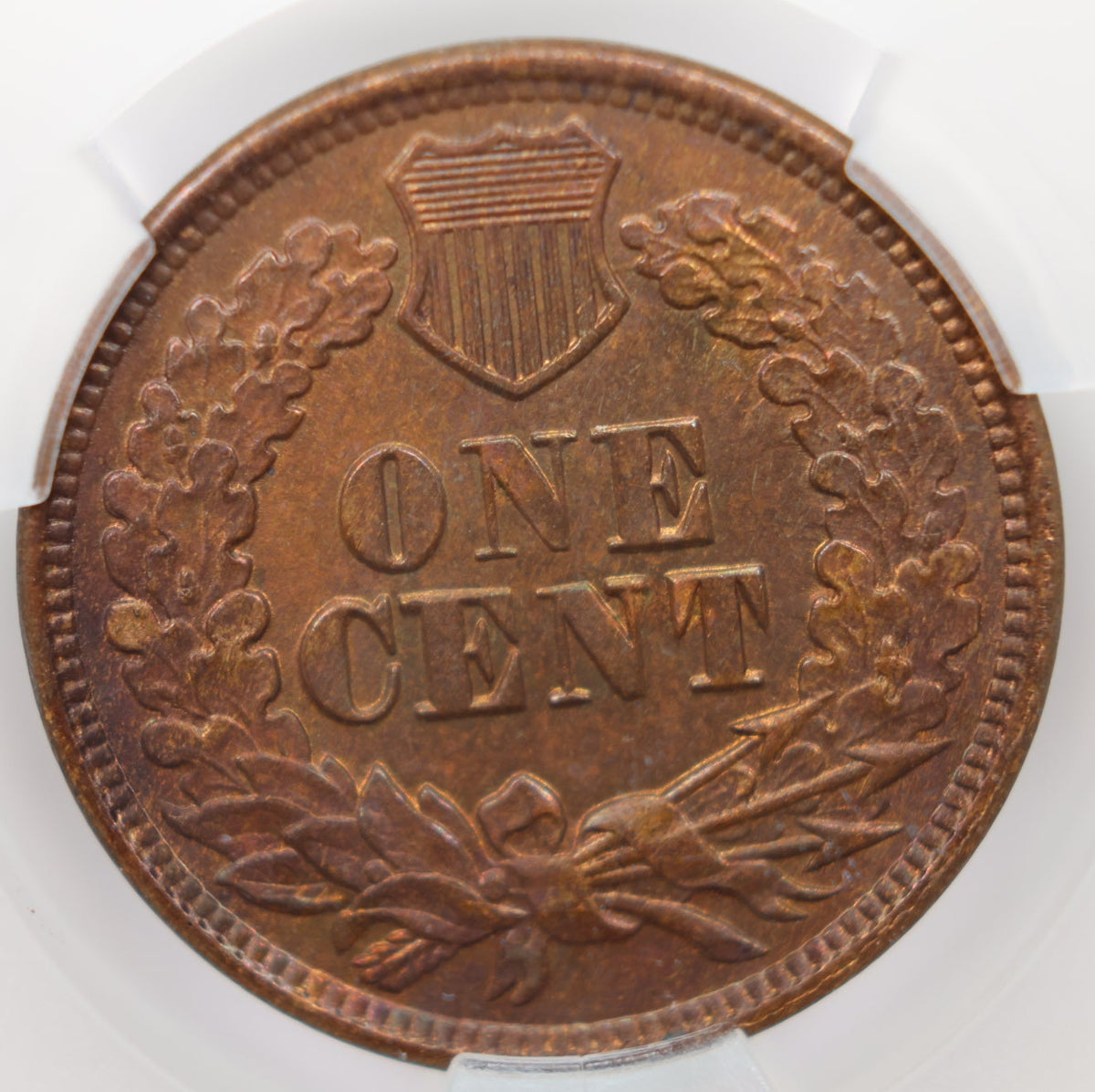 1865 Indian Head Small Cents, 'Fancy 5", CAC MS-62 Red Brown, Store #CT006.
