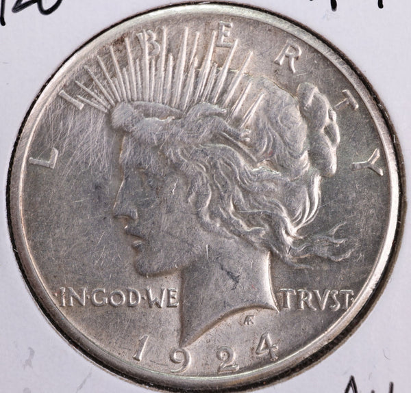 1924-S Peace Silver Dollar, Nice AU Details, Store #23080706