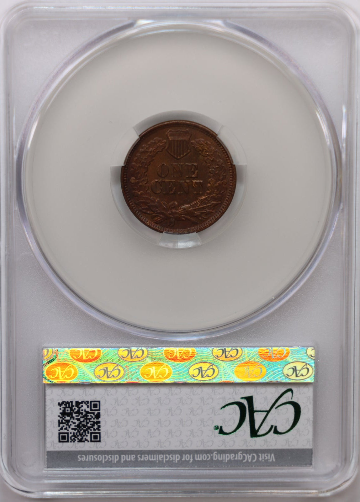 1865 Indian Head Small Cents, 'Fancy 5", CAC MS-62 Red Brown, Store #CT006.