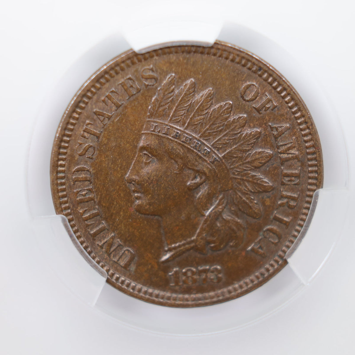 1873 Indian Head Small Cents, About Uncirculated, CAC AU-55 BN, Store #CT008.