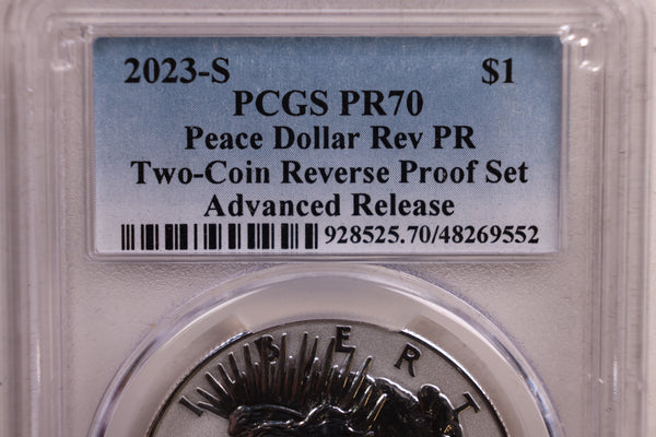 2023-S Peace Silver Dollar Commemorative, PCGS Reverse PF-70, Store #GMC221