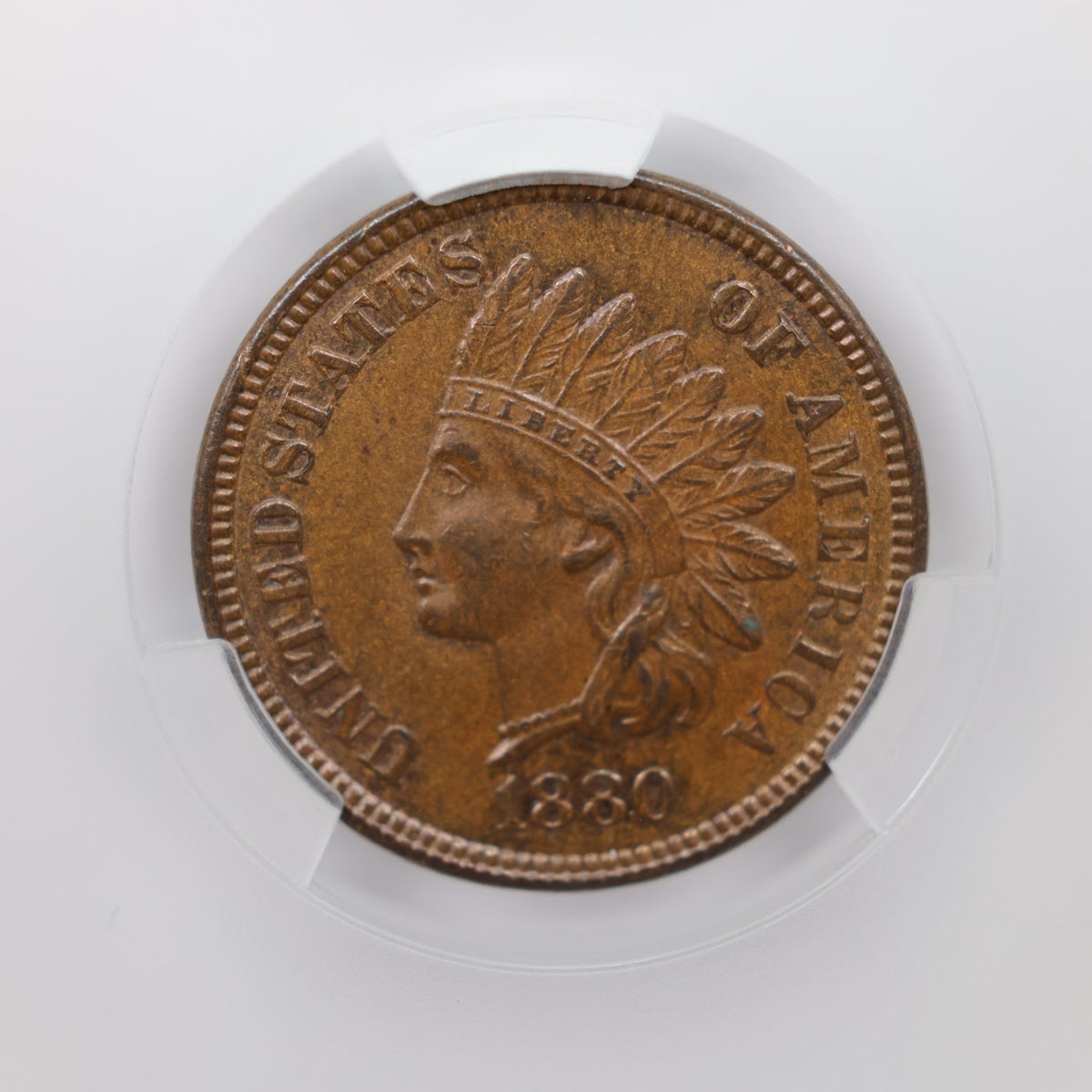 1880 Indian Head Small Cents, CAC Graded AU-55 Coin, Store #CT012.